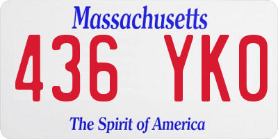 MA license plate 436YK0