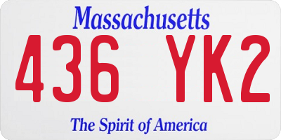 MA license plate 436YK2