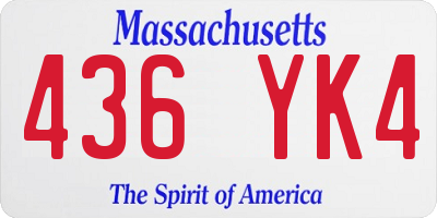 MA license plate 436YK4