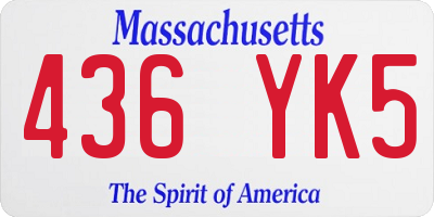 MA license plate 436YK5