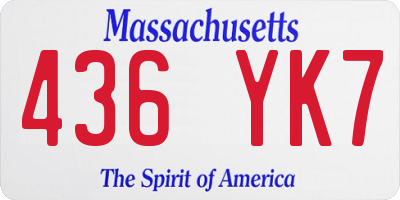 MA license plate 436YK7