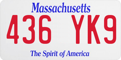 MA license plate 436YK9