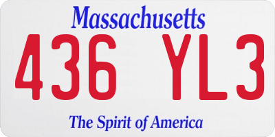 MA license plate 436YL3