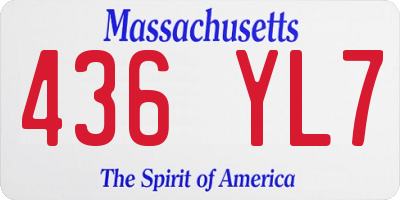 MA license plate 436YL7