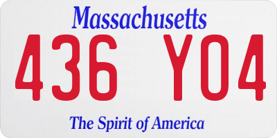 MA license plate 436YO4