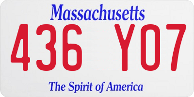 MA license plate 436YO7