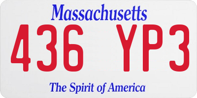 MA license plate 436YP3