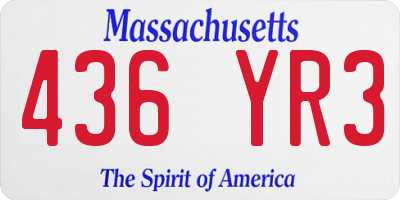 MA license plate 436YR3