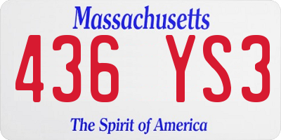 MA license plate 436YS3