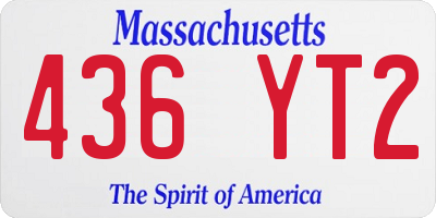 MA license plate 436YT2