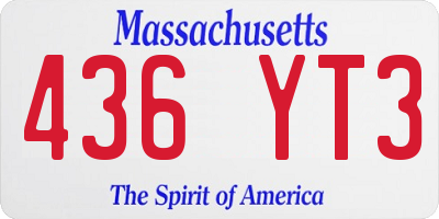 MA license plate 436YT3
