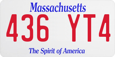MA license plate 436YT4