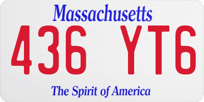 MA license plate 436YT6
