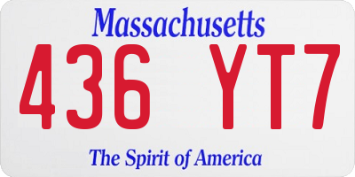 MA license plate 436YT7