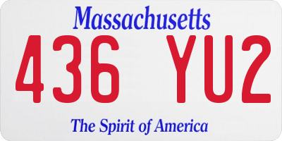 MA license plate 436YU2
