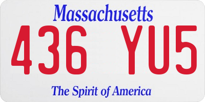 MA license plate 436YU5