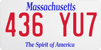 MA license plate 436YU7
