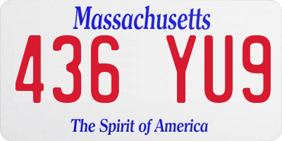 MA license plate 436YU9