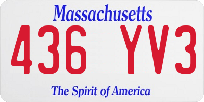 MA license plate 436YV3