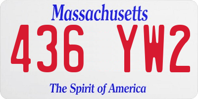 MA license plate 436YW2