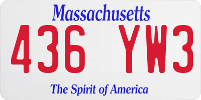 MA license plate 436YW3