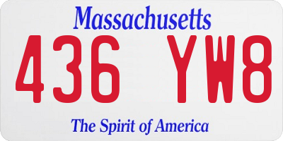 MA license plate 436YW8