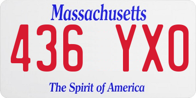 MA license plate 436YX0