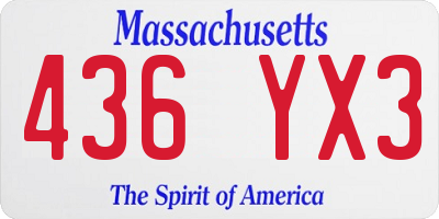 MA license plate 436YX3