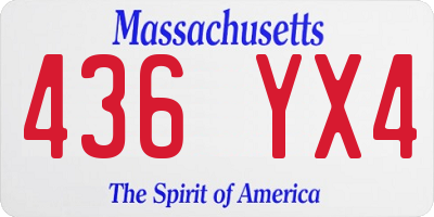 MA license plate 436YX4