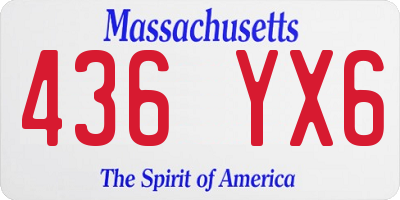 MA license plate 436YX6