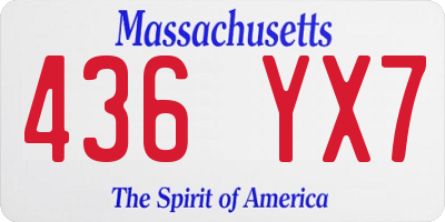 MA license plate 436YX7