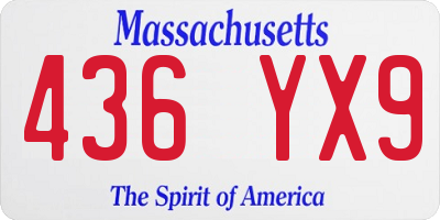 MA license plate 436YX9