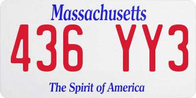 MA license plate 436YY3