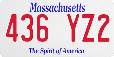 MA license plate 436YZ2