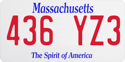 MA license plate 436YZ3
