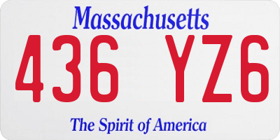 MA license plate 436YZ6