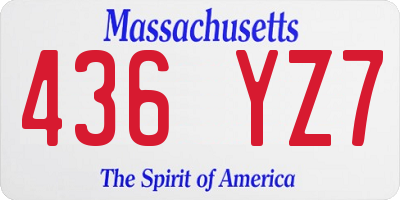 MA license plate 436YZ7