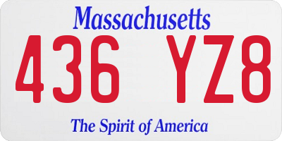 MA license plate 436YZ8