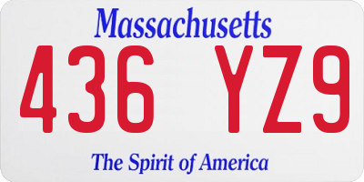 MA license plate 436YZ9