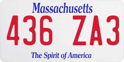 MA license plate 436ZA3