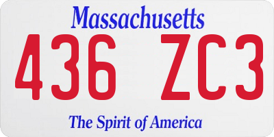 MA license plate 436ZC3