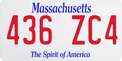 MA license plate 436ZC4