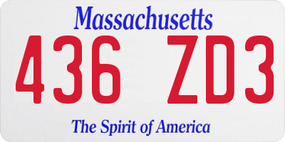 MA license plate 436ZD3