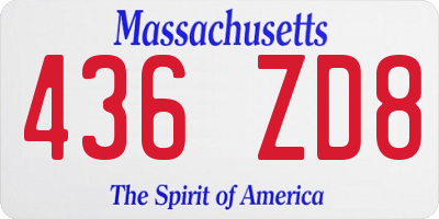 MA license plate 436ZD8