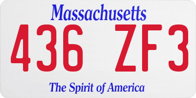 MA license plate 436ZF3