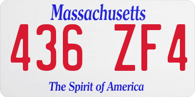 MA license plate 436ZF4