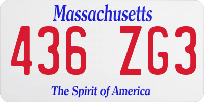 MA license plate 436ZG3
