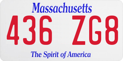 MA license plate 436ZG8