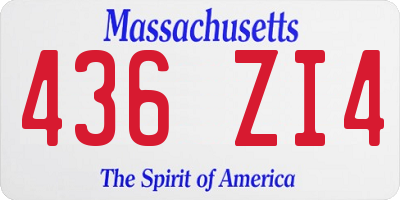 MA license plate 436ZI4