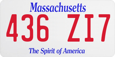 MA license plate 436ZI7